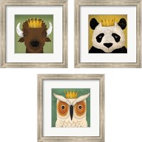 Framed Animal with Crown 3 Piece Framed Art Print Set
