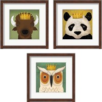 Framed Animal with Crown 3 Piece Framed Art Print Set
