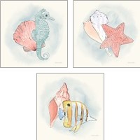 Framed 'Sea Life 3 Piece Art Print Set' border=