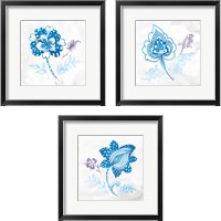 Framed Eastern Boho Peacock Blue 3 Piece Framed Art Print Set