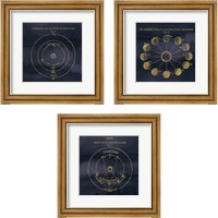 Framed 'Geography of the Heavens Blue Gold 3 Piece Framed Art Print Set' border=