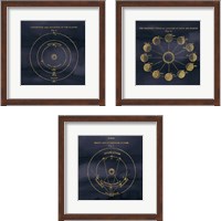 Framed 'Geography of the Heavens Blue Gold 3 Piece Framed Art Print Set' border=
