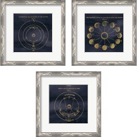 Framed 'Geography of the Heavens Blue Gold 3 Piece Framed Art Print Set' border=