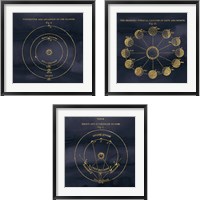 Framed Geography of the Heavens Blue Gold 3 Piece Framed Art Print Set