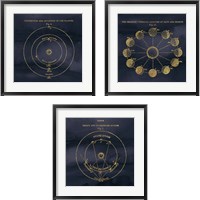 Framed Geography of the Heavens Blue Gold 3 Piece Framed Art Print Set