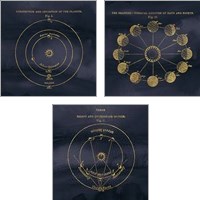 Framed Geography of the Heavens Blue Gold 3 Piece Art Print Set