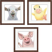 Framed 'Farm Friends 3 Piece Framed Art Print Set' border=