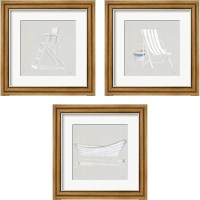 Framed 'Serene Seaside Tan 3 Piece Framed Art Print Set' border=