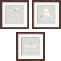 Framed 'Serene Seaside Tan 3 Piece Framed Art Print Set' border=