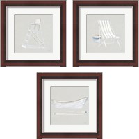 Framed Serene Seaside Tan 3 Piece Framed Art Print Set