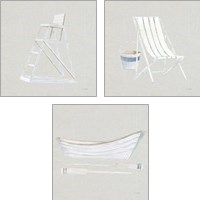 Framed Serene Seaside Tan 3 Piece Art Print Set