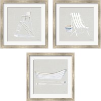 Framed Serene Seaside Tan 3 Piece Framed Art Print Set