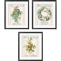 Framed 'Floursack Holiday Bright 3 Piece Framed Art Print Set' border=