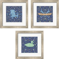 Framed 'Otomi Lake Dark 3 Piece Framed Art Print Set' border=