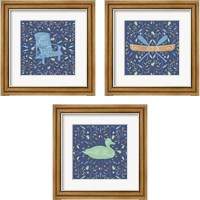 Framed 'Otomi Lake Dark 3 Piece Framed Art Print Set' border=