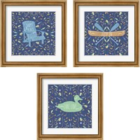 Framed 'Otomi Lake Dark 3 Piece Framed Art Print Set' border=
