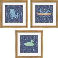 Framed Otomi Lake Dark 3 Piece Framed Art Print Set