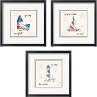 Framed 'Coastal Buoys 3 Piece Framed Art Print Set' border=