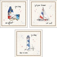 Framed Coastal Buoys 3 Piece Art Print Set