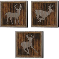 Framed Deer Running 3 Piece Canvas Print Set