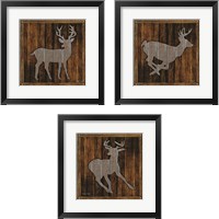 Framed 'Deer Running 3 Piece Framed Art Print Set' border=