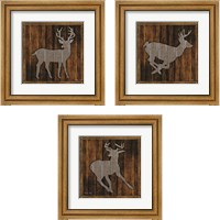 Framed Deer Running 3 Piece Framed Art Print Set