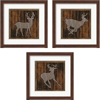 Framed Deer Running 3 Piece Framed Art Print Set