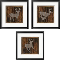 Framed 'Deer Running 3 Piece Framed Art Print Set' border=