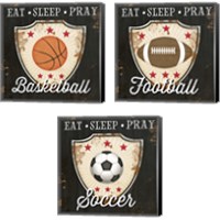 Framed 'Eat, Sleep, Pray 3 Piece Canvas Print Set' border=