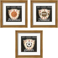 Framed 'Eat, Sleep, Pray 3 Piece Framed Art Print Set' border=