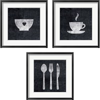 Framed 'Black Kitchen 3 Piece Framed Art Print Set' border=