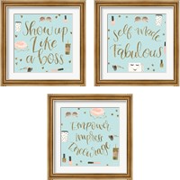 Framed 'Boss Ladies Mint 3 Piece Framed Art Print Set' border=