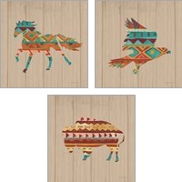Framed 'Southwestern Vibes on Walnut 3 Piece Art Print Set' border=