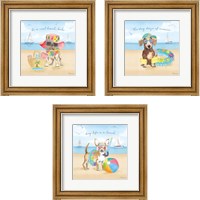 Framed 'Summer Paws 3 Piece Framed Art Print Set' border=