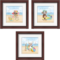 Framed 'Summer Paws 3 Piece Framed Art Print Set' border=
