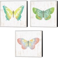 Framed White Barn Butterflies 3 Piece Canvas Print Set