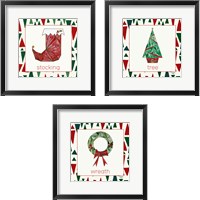 Framed 'Geometric Christmas 3 Piece Framed Art Print Set' border=