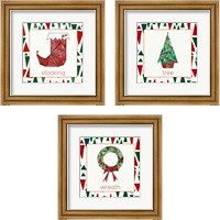 Framed 'Geometric Christmas 3 Piece Framed Art Print Set' border=