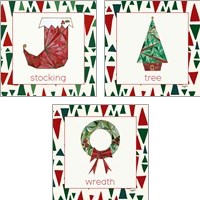 Framed Geometric Christmas 3 Piece Art Print Set