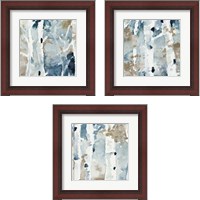 Framed 'Blue Upon the Hill Square 3 Piece Framed Art Print Set' border=