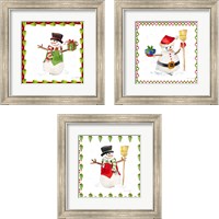 Framed Christmas Snowman 3 Piece Framed Art Print Set