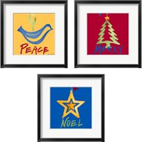 Framed 'Christmas Ornaments 3 Piece Framed Art Print Set' border=