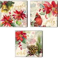 Framed 'Holiday Wishes 3 Piece Canvas Print Set' border=