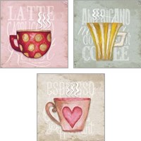 Framed 'Daily Coffee 3 Piece Art Print Set' border=