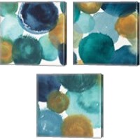 Framed Teal Watermarks Square 3 Piece Canvas Print Set