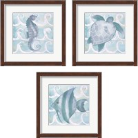 Framed Azure Sea Creatures  3 Piece Framed Art Print Set