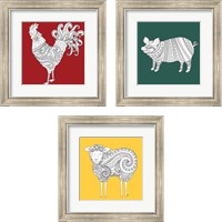 Framed 'Ornate Farm  3 Piece Framed Art Print Set' border=