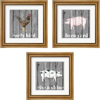 Framed 'Wood Farm Grey  3 Piece Framed Art Print Set' border=