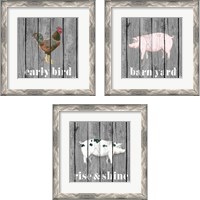 Framed 'Wood Farm Grey  3 Piece Framed Art Print Set' border=