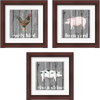 Framed Wood Farm Grey  3 Piece Framed Art Print Set